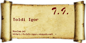 Toldi Igor névjegykártya